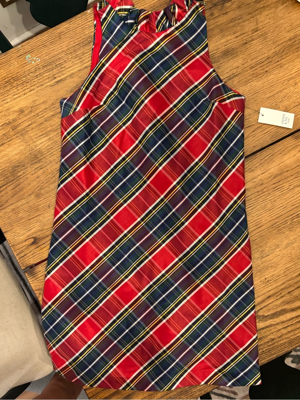 Crown& Ivy Red Plaid Sleeveless Shift Dress